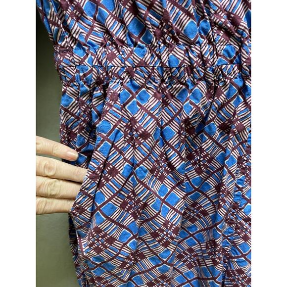 Rachel Comey Holt Geometric Print Purple Blue Puff Sleeve Ankle Jumpsuit Size 6 - Picture 3 of 14